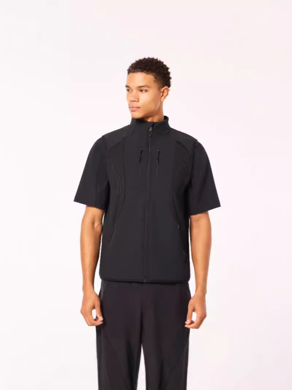 Vesta de lucru - stil montan, fermoar, guler înalt, izolație groasă, căptușeală fleece, mai multe buzunare