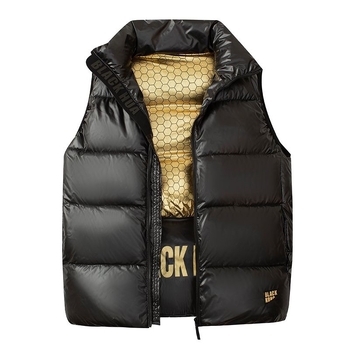 Vesta din bumbac cu glugă, model dungat, croială slim, guler înalt, fermoar frontal