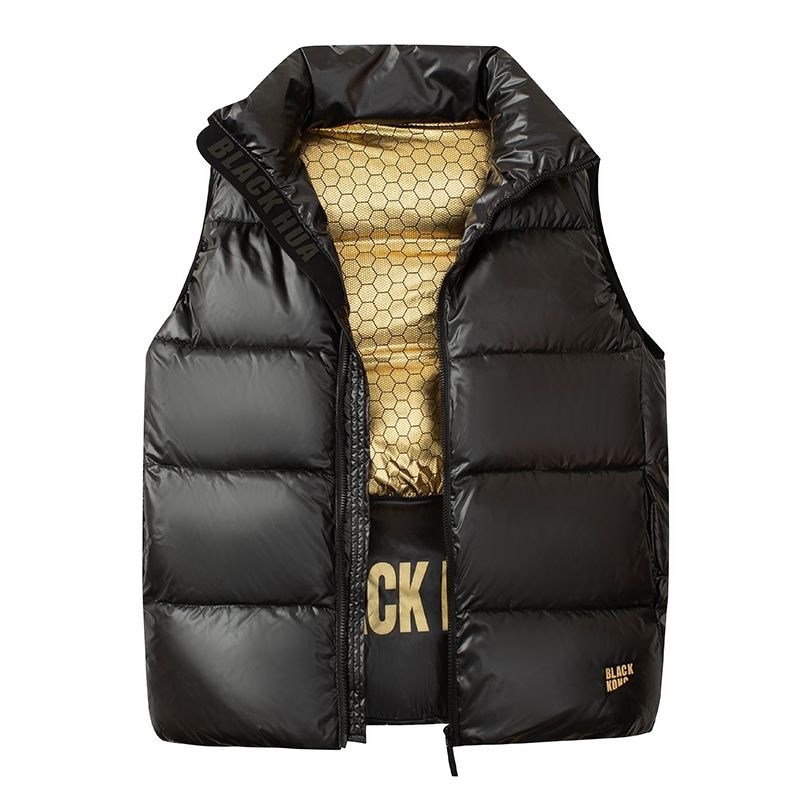 Vesta din bumbac cu glugă, model dungat, croială slim, guler înalt, fermoar frontal