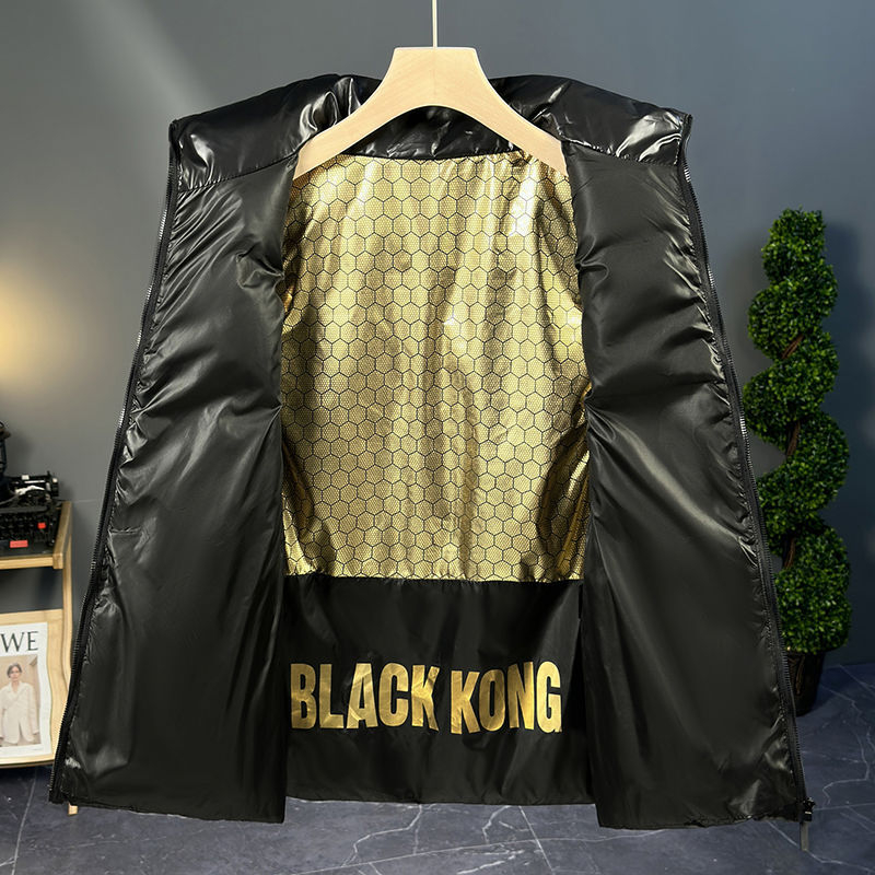 Vesta din bumbac cu glugă, model dungat, croială slim, guler înalt, fermoar frontal