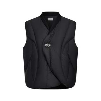 Vesta slim-fit cu glugă din corduroy, guler în V, un nasture, dungat, iarna 2025