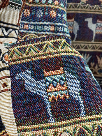 Muški retro žakard prsluk, reverzibilan, opuštena silueta, V-izrez, jednostruko kopčanje