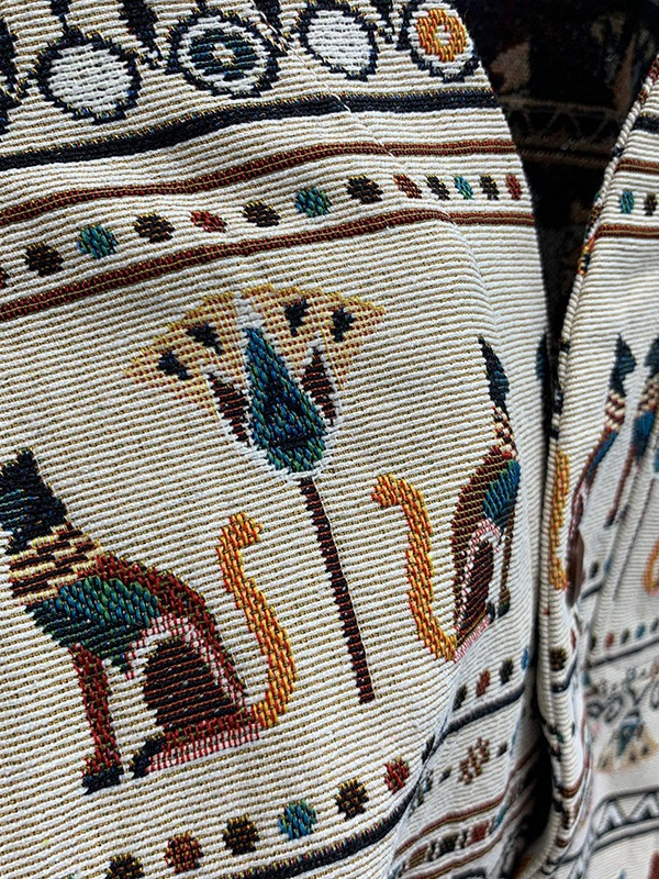 Muški retro žakard prsluk, reverzibilan, opuštena silueta, V-izrez, jednostruko kopčanje