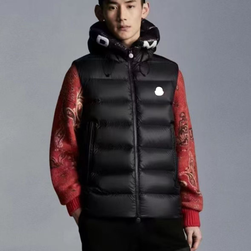 Vesta groasă cu glugă pentru bărbați, stil coreean, croială lejeră, fermoar, buzunare patch, iarnă