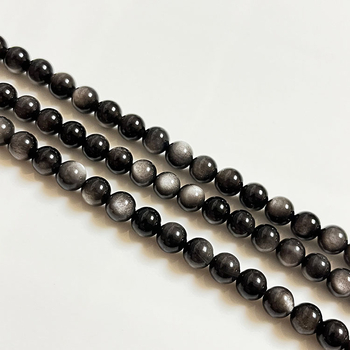 Componente pentru brățară DIY: mărgele libere din obsidian lustruit, formă rotundă, model nobil, stil de înaltă clasă