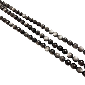 Componente pentru brățară DIY: mărgele libere din obsidian lustruit, formă rotundă, model nobil, stil de înaltă clasă