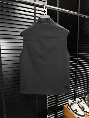 Veste fără mâneci pentru bărbați, guler înalt, fermoar, poliester subțire, stil coreean