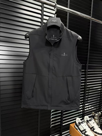 Veste fără mâneci pentru bărbați, guler înalt, fermoar, poliester subțire, stil coreean