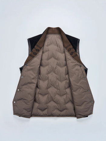 Vesta bărbați cu umplutură de puf de gâscă, căptușeală din poliester, guler tip sacou, stil cardigan, model geometric, iarnă