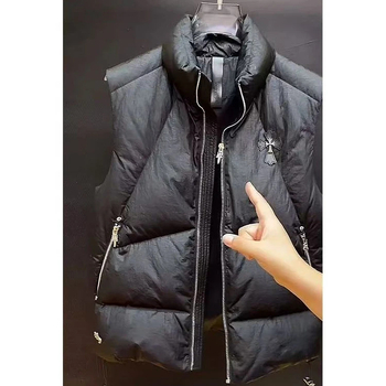 Vesta de iarnă pentru bărbați, croială lejeră, guler înalt, fermoar, exterior și căptușeală din poliester 100%, culoare solidă, stil de bază și popular