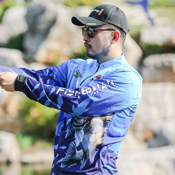 Vīriešu āra makšķerēšanas tops: mitrumu vadotājs, kokvilnas maisījuma audums, pavasara lietošanai, piemērots makšķerēšanai