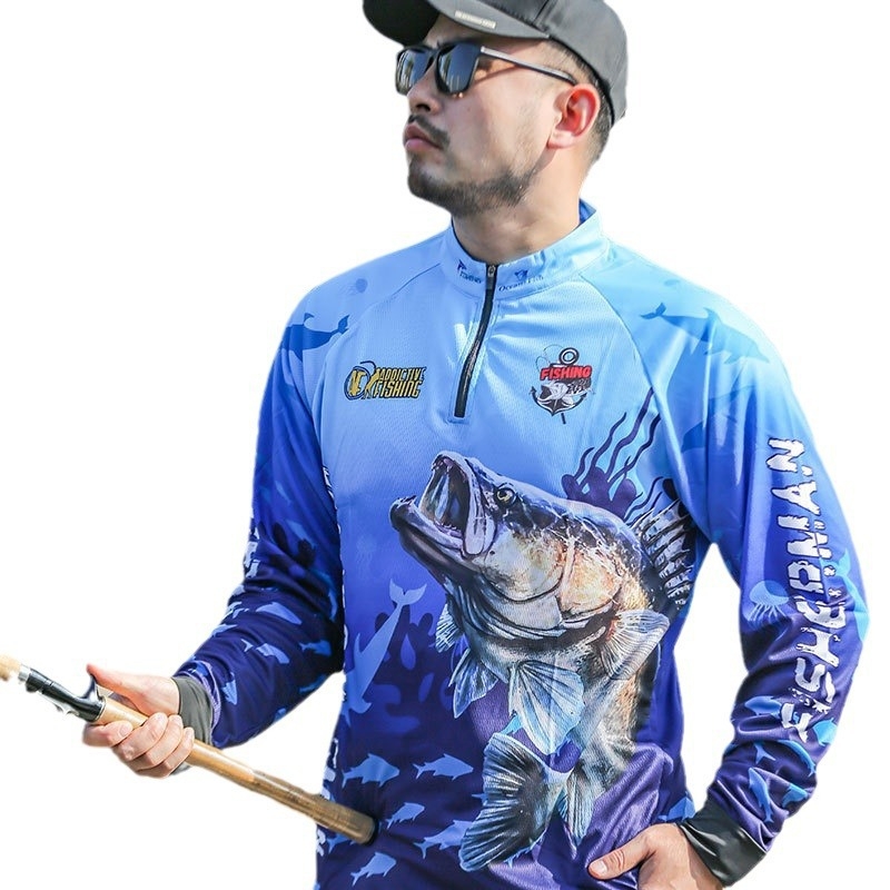 Vīriešu āra makšķerēšanas tops: mitrumu vadotājs, kokvilnas maisījuma audums, pavasara lietošanai, piemērots makšķerēšanai