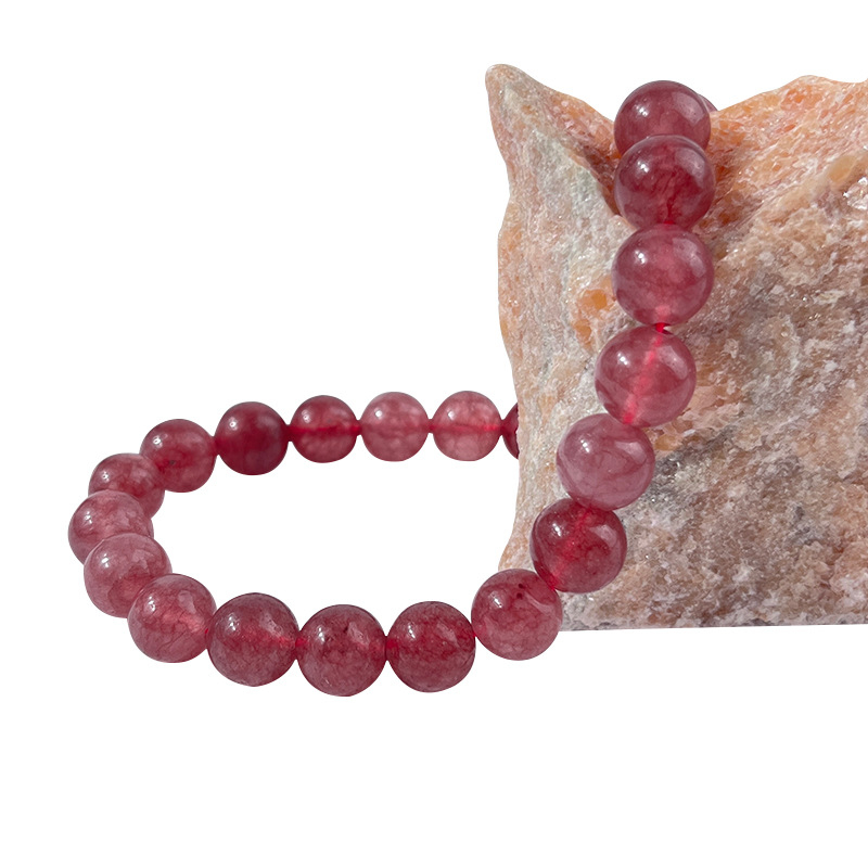 Mărgele pentru bijuterii DIY - Piatră naturală, model crystal căpșună, mărgele libere, tăiere, șlefuire și lustruire