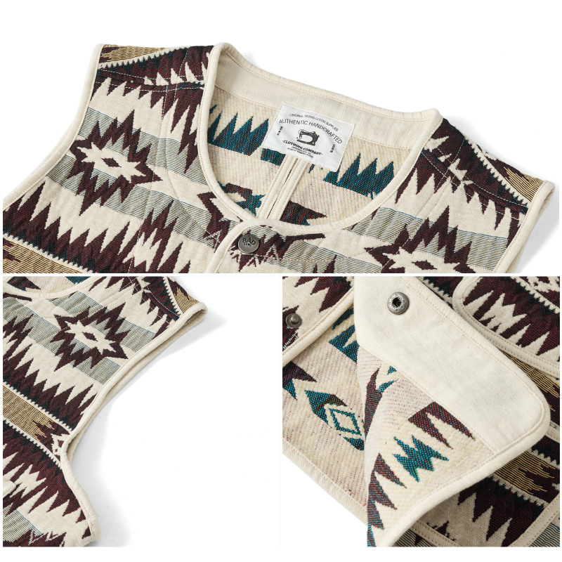 Vesta de bărbați cu model jacquard în formă de romb, căptușită gros pentru iarnă