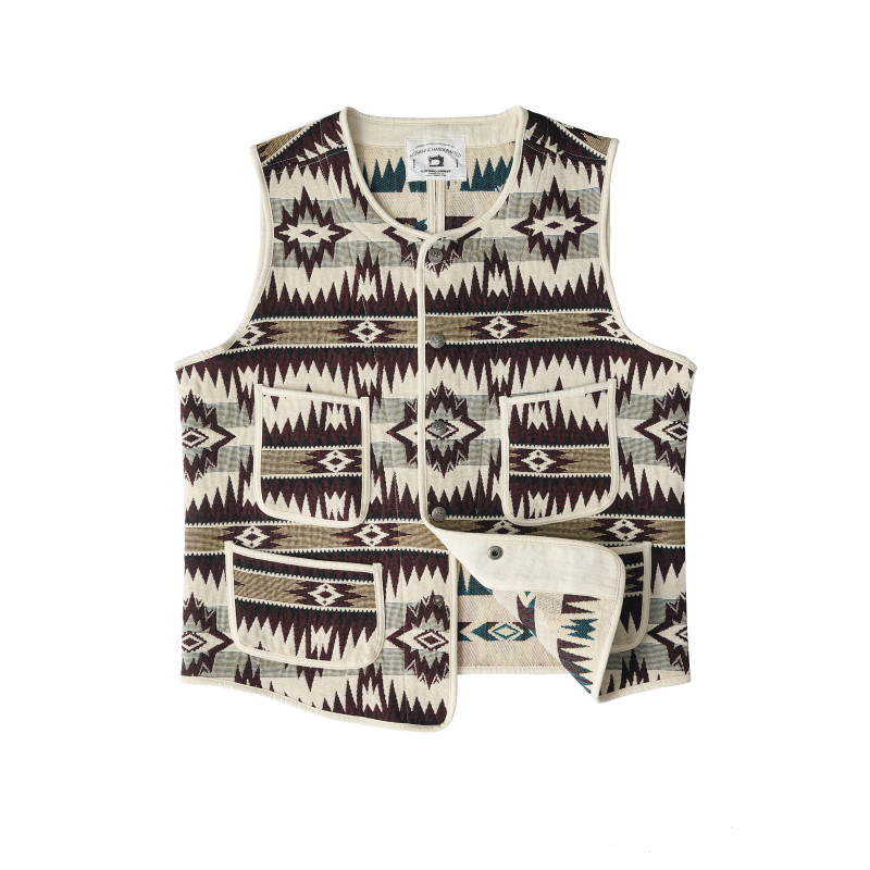 Vesta de bărbați cu model jacquard în formă de romb, căptușită gros pentru iarnă