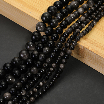 Mărgele din obsidian, rotunde, 7A naturale cu două găuri, pentru bijuterii DIY, prelucrare: tăiere, șlefuire, lustruire