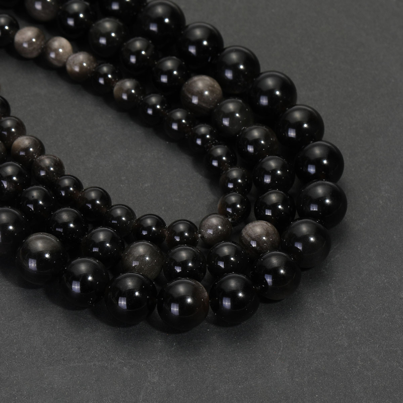 Mărgele din obsidian, rotunde, 7A naturale cu două găuri, pentru bijuterii DIY, prelucrare: tăiere, șlefuire, lustruire