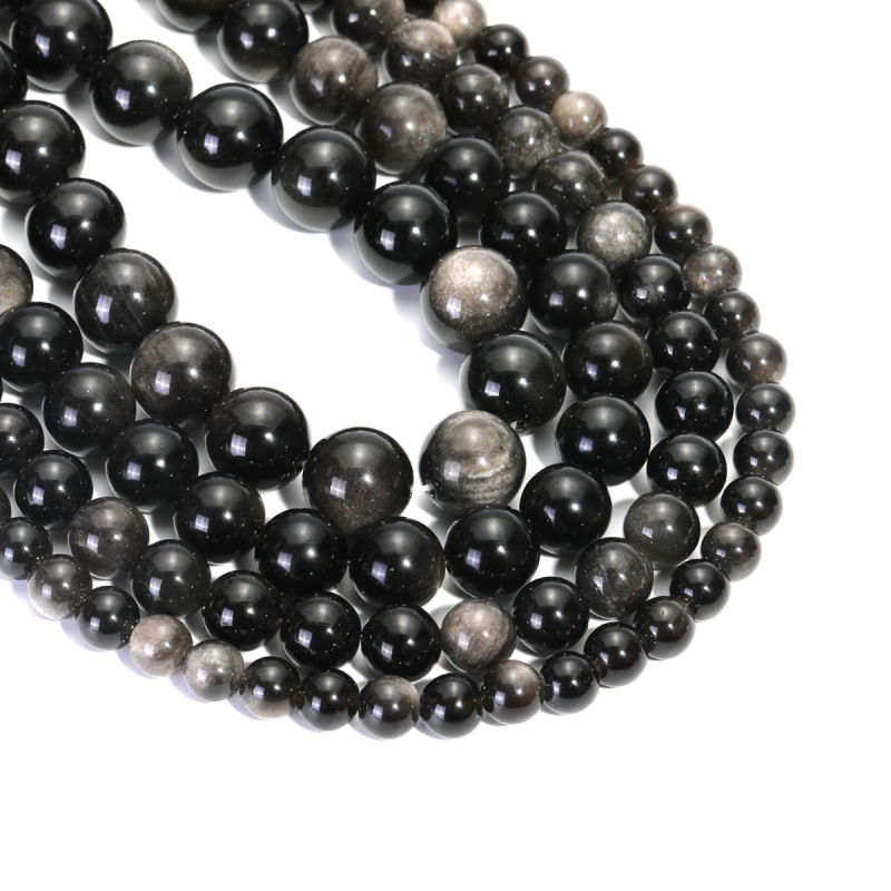 Mărgele din obsidian, rotunde, 7A naturale cu două găuri, pentru bijuterii DIY, prelucrare: tăiere, șlefuire, lustruire