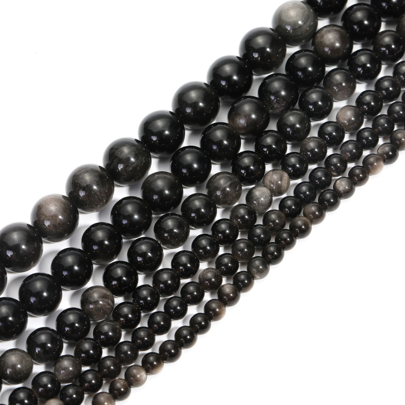 Mărgele din obsidian, rotunde, 7A naturale cu două găuri, pentru bijuterii DIY, prelucrare: tăiere, șlefuire, lustruire