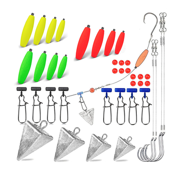 Set opreme za morski ribolov, 78 komada, uključuje udice, plovke, težine i perle, od plastike