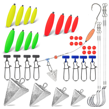Set opreme za morski ribolov, 78 komada, uključuje udice, plovke, težine i perle, od plastike