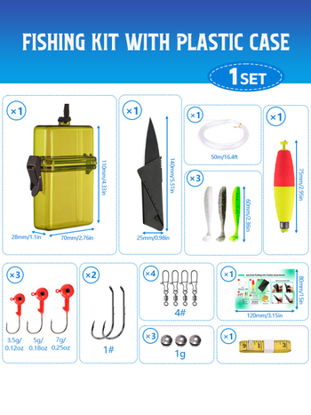 Shark Hunter 19-dijelni komplet za hitne situacije u ribolovu – plovci, mekane mamce, olovne glave, svjetleće imitacije i ribolovna linija