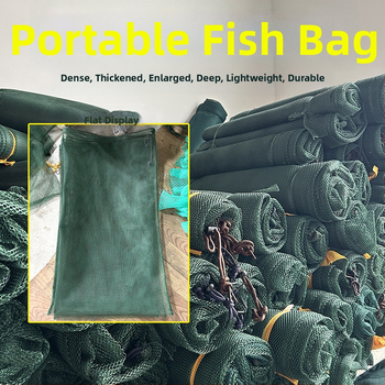 Žvejybos apsaugos tinklinė krepšys, sulankstomas, stora tinkle, smulki tinkle, virvelė