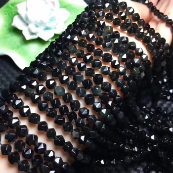 Labave perle od kristalnog obsidijana s dijamantno brušenim facetama; rezanje i poliranje; etnički stil, umjetnički retro