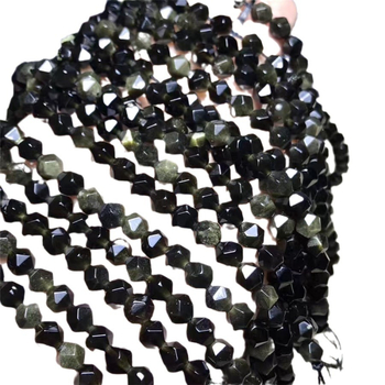 Labave perle od kristalnog obsidijana s dijamantno brušenim facetama; rezanje i poliranje; etnički stil, umjetnički retro