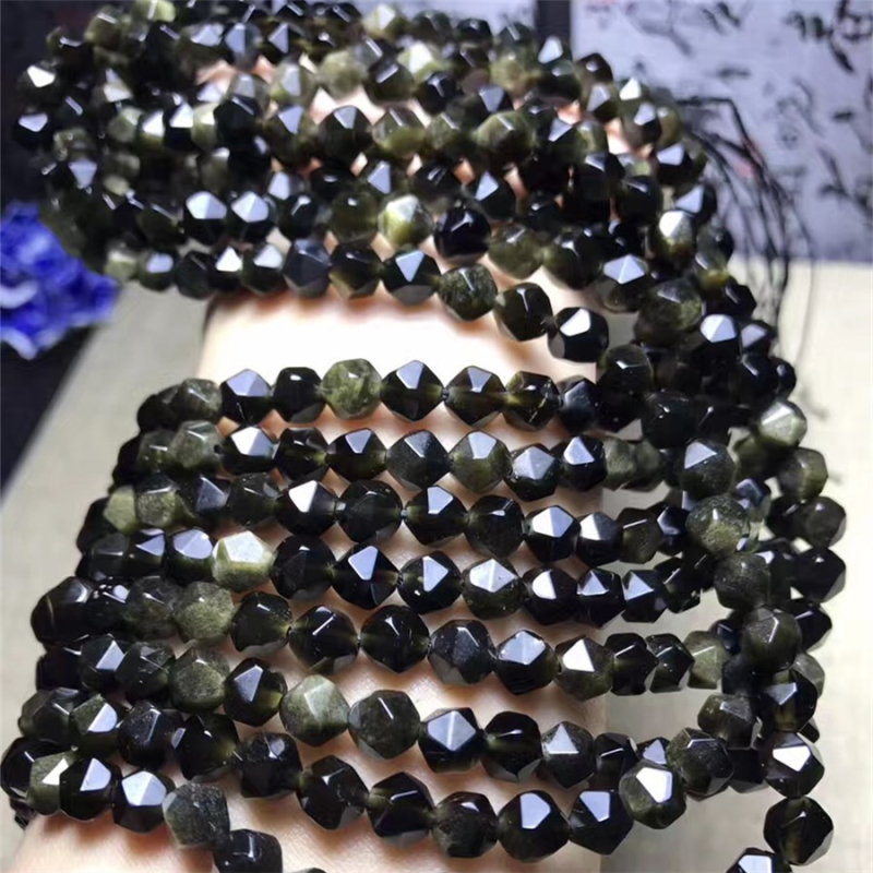 Labave perle od kristalnog obsidijana s dijamantno brušenim facetama; rezanje i poliranje; etnički stil, umjetnički retro