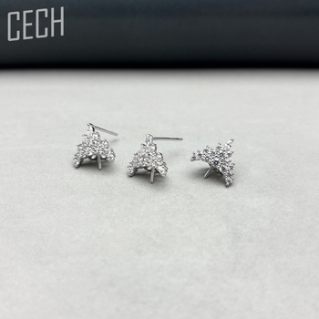 Srebrni dodaci za naušnice S925 — Brand Cech, Čistoća 925, Obrada elektroplatiranje, Podrijetlo Shenzhen, Stil Priroda