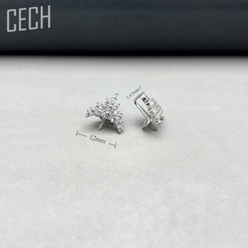 Srebrni dodaci za naušnice S925 — Brand Cech, Čistoća 925, Obrada elektroplatiranje, Podrijetlo Shenzhen, Stil Priroda
