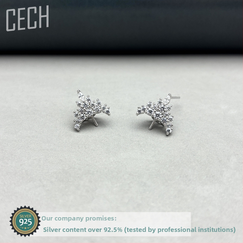 Srebrni dodaci za naušnice S925 — Brand Cech, Čistoća 925, Obrada elektroplatiranje, Podrijetlo Shenzhen, Stil Priroda