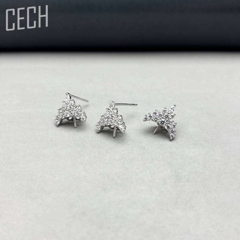 Srebrni dodaci za naušnice S925 — Brand Cech, Čistoća 925, Obrada elektroplatiranje, Podrijetlo Shenzhen, Stil Priroda