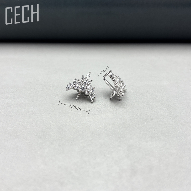 Srebrni dodaci za naušnice S925 — Brand Cech, Čistoća 925, Obrada elektroplatiranje, Podrijetlo Shenzhen, Stil Priroda