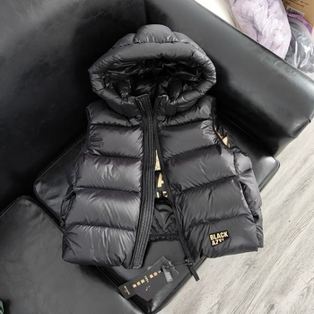 Dječja vesta bez rukava s kapuljom, punjena perjem, unisex, sportski stil, poliester 90%, za djecu iznad 8 godina (oko 140 cm)