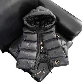 Dječja vesta bez rukava s kapuljom, punjena perjem, unisex, sportski stil, poliester 90%, za djecu iznad 8 godina (oko 140 cm)