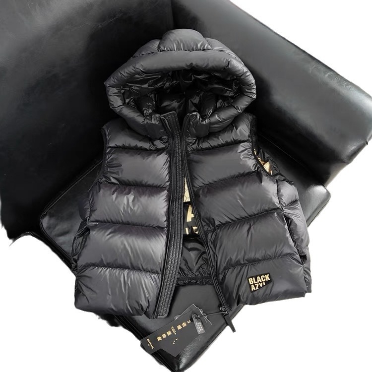 Dječja vesta bez rukava s kapuljom, punjena perjem, unisex, sportski stil, poliester 90%, za djecu iznad 8 godina (oko 140 cm)