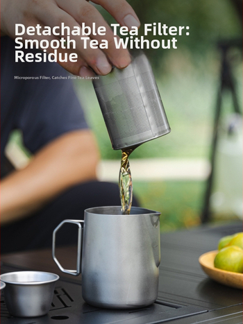 Välise tee komplekt 304 roostevabast terasest, 6-osaline, mõeldud matkale/piknikule, sisaldab teekannu ja teetasse, pliidil kasutamiseks