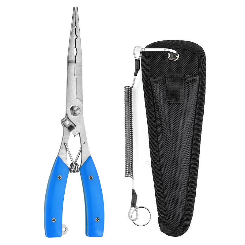 Samozaključavajuće nehrđajuće čelične alate za ribolov, produžena verzija, s otvorom za petlju i odvijačem za udice, višenamenske škare za ribolov (Brend: Mincheng; Materijal: Nehrđajući čelik; Kategorija: Oprema za ribolov; Sastav: Nehrđajući čelik)