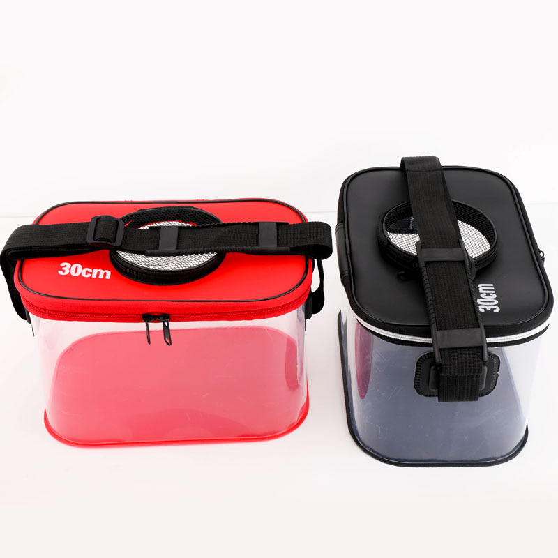 Prozirna EVA kanta za ribu – sklopiva, vidljivo stanje riba, prozračni dizajn s ventilacijom