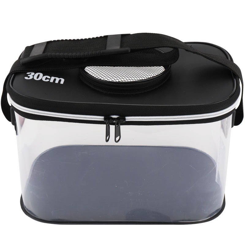 Prozirna EVA kanta za ribu – sklopiva, vidljivo stanje riba, prozračni dizajn s ventilacijom