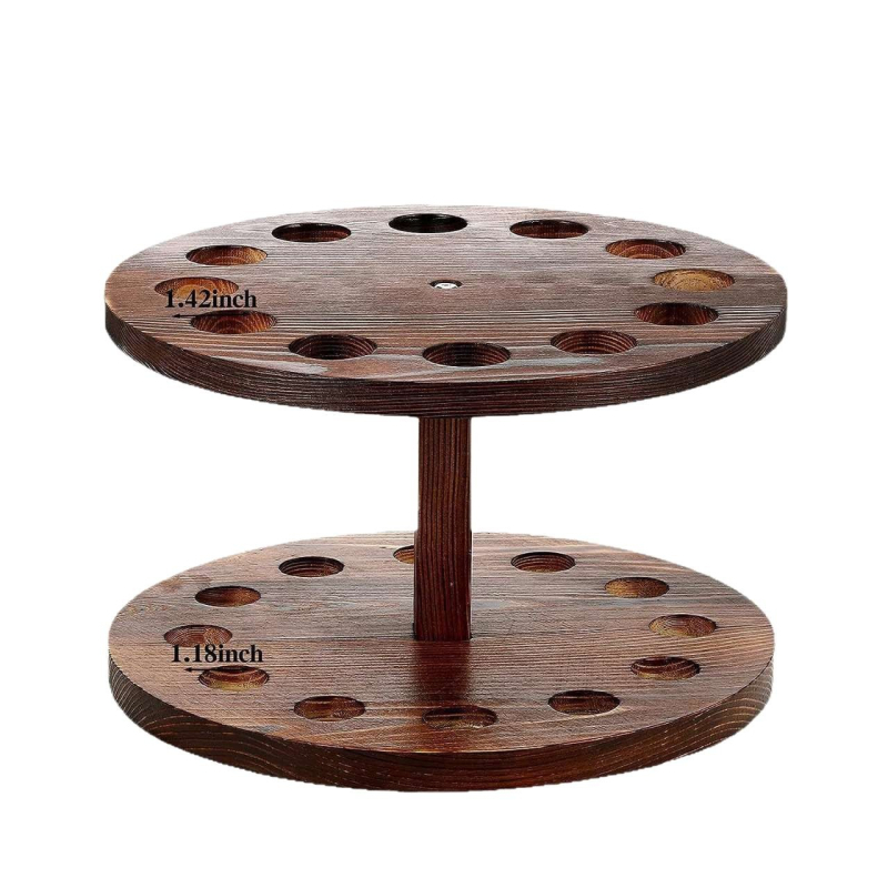 Drveni stalak za štapove za ribolov s rotirajućim prikazom, dvije etaže, podni nosač, za kampiranje na otvorenom