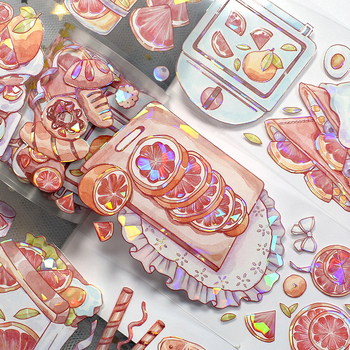 Traka za dnevnik s roztomirnim voćnim desertnim uzorkom, PET materijal, stil gurmanskih deserata, Crystal Ink Laser tehnika, brend Five Treasures