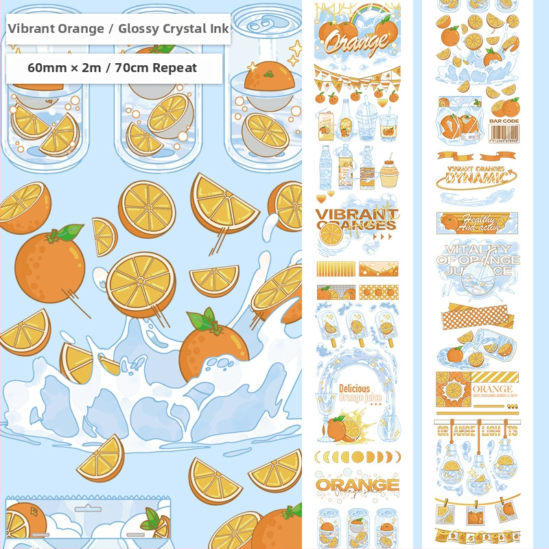 Dienyno juosta su mielu vaisių desertų raštu, PET medžiaga, gurmaniško desertų stilius, Crystal Ink Laser technologija, prekinis ženklas Five Treasures