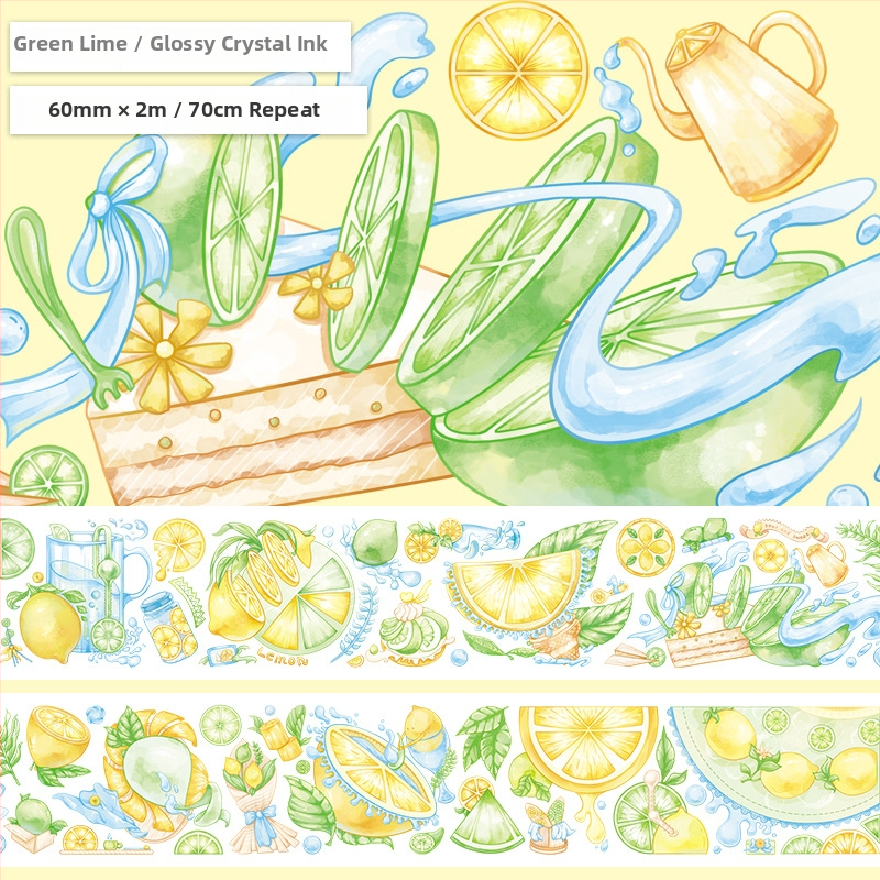 Dienyno juosta su mielu vaisių desertų raštu, PET medžiaga, gurmaniško desertų stilius, Crystal Ink Laser technologija, prekinis ženklas Five Treasures