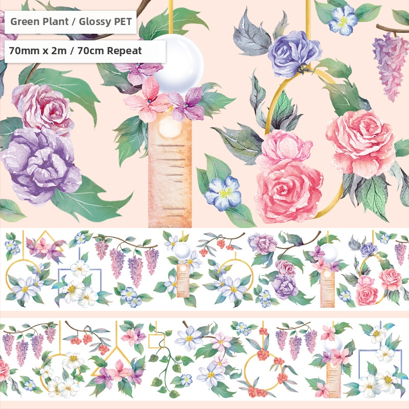 Dienyno juosta su mielu vaisių desertų raštu, PET medžiaga, gurmaniško desertų stilius, Crystal Ink Laser technologija, prekinis ženklas Five Treasures