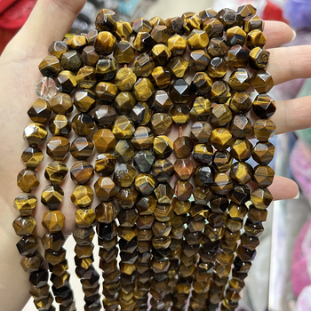 Мъниста от тигрово око, фасетирани кръгли мъниста, свободни полупреработени мъниста, рязане, шлайфане и полиране