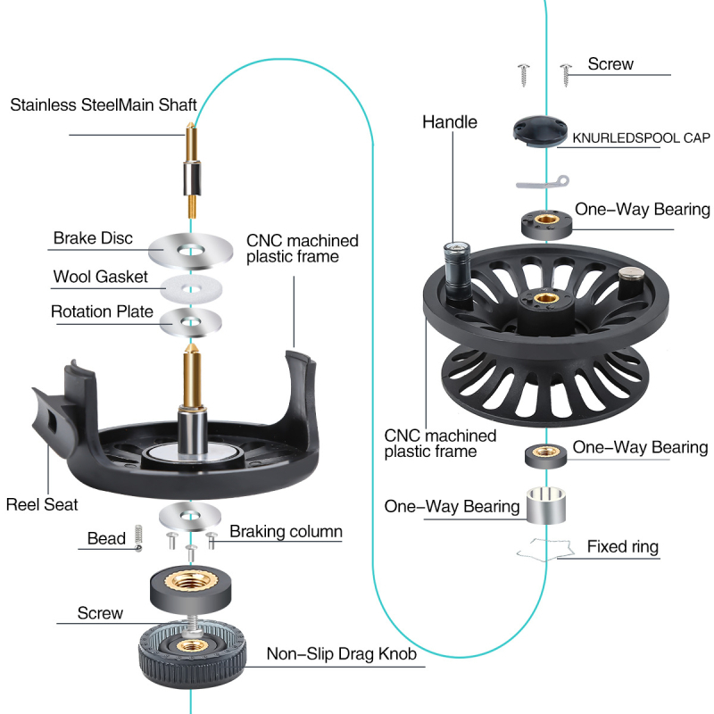 Muhački navijač za ribolov, tijelo od najlona ojačanog vlaknima stakla, prednja kočnica, ultralak, za ribolov na ledu