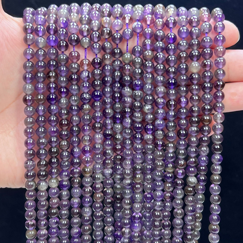 Свободни мъниста за бижута, аметистов кристал, кръгли мъниста, тотемен дизайн, код Fc-c127